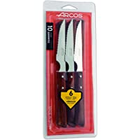 Los mejores  - Arcos Serie Cuchillos de Mesa - Juego de 6 Cuchillos Chuleteros- Hoja Serrada de Acero Inoxidable NITRUM de 110 mm…